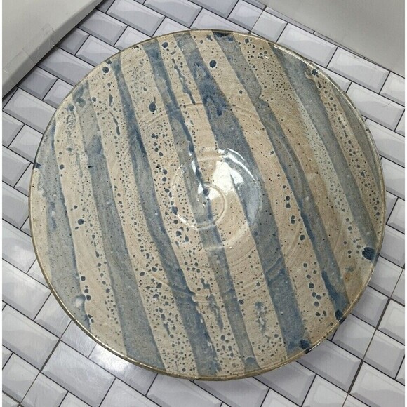 Hand Thrown Pottery Bowl Matte Signed Blue Made In North Carolina Farmhouse - Picture 1 of 12